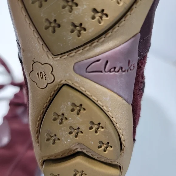 Clark Brown Leather With Faux Fur Trim Side Zip Lace Up Tassel Boots Girl 10.5 - Picture 10 of 12